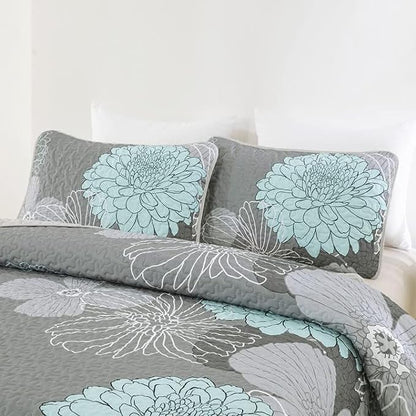 COUVRE-LIT DUVET FLORAL BLEU